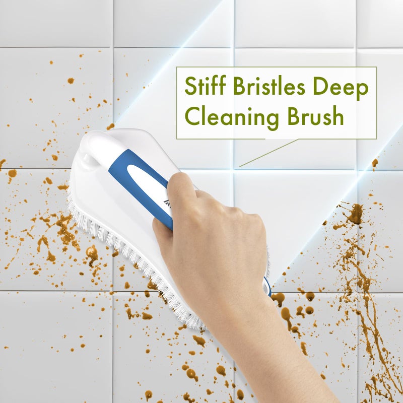 Amazer Scrub Brush for Cleaning Comfort Grip Shower Scrubber Flexible Stiff Bristles with Handle Heavy Duty Cleaner Brush for Tub Sink Carpet Floor - Pack of 2 (Blue+Green) - Image 3